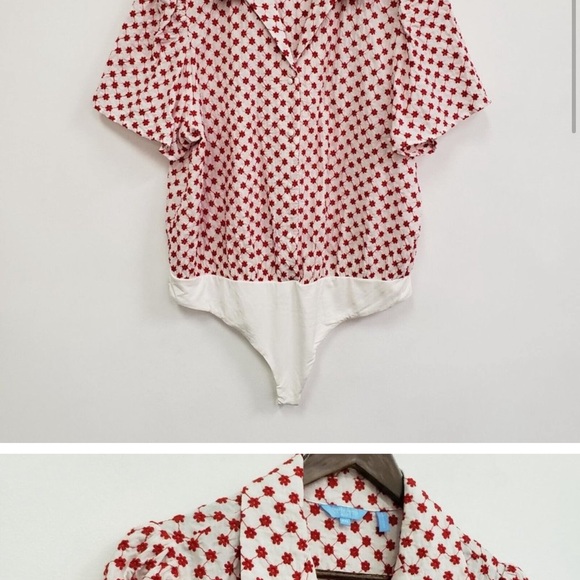 Draper James Floral Embroidered Collared Short Sleeve Bodysuit - Picture 8 of 9